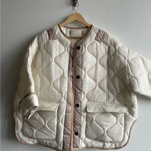 Frankie Shop Teddy Quilted Jacket (Off-White)